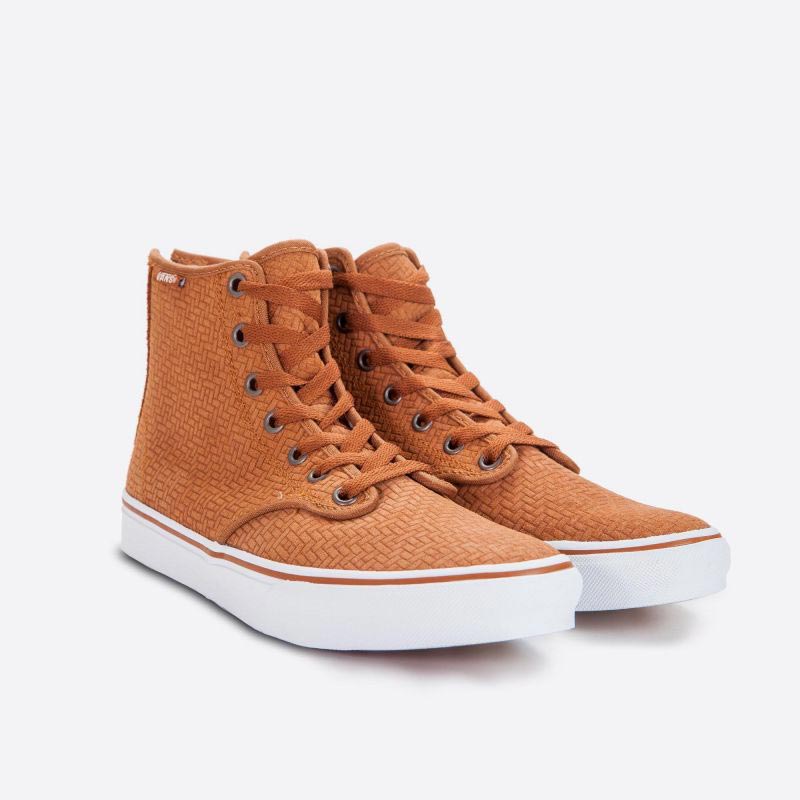 Dámské kožené tenisky Vans Camden Hi Zip - Embossed Suede & Brown