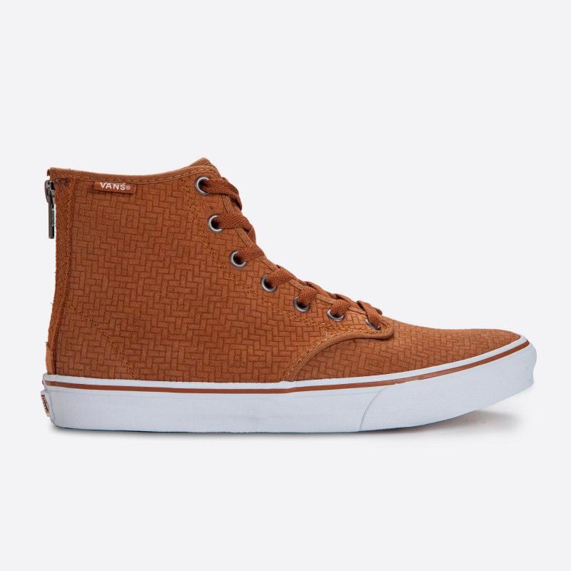 Dámské kožené tenisky Vans Camden Hi Zip - Embossed Suede & Brown